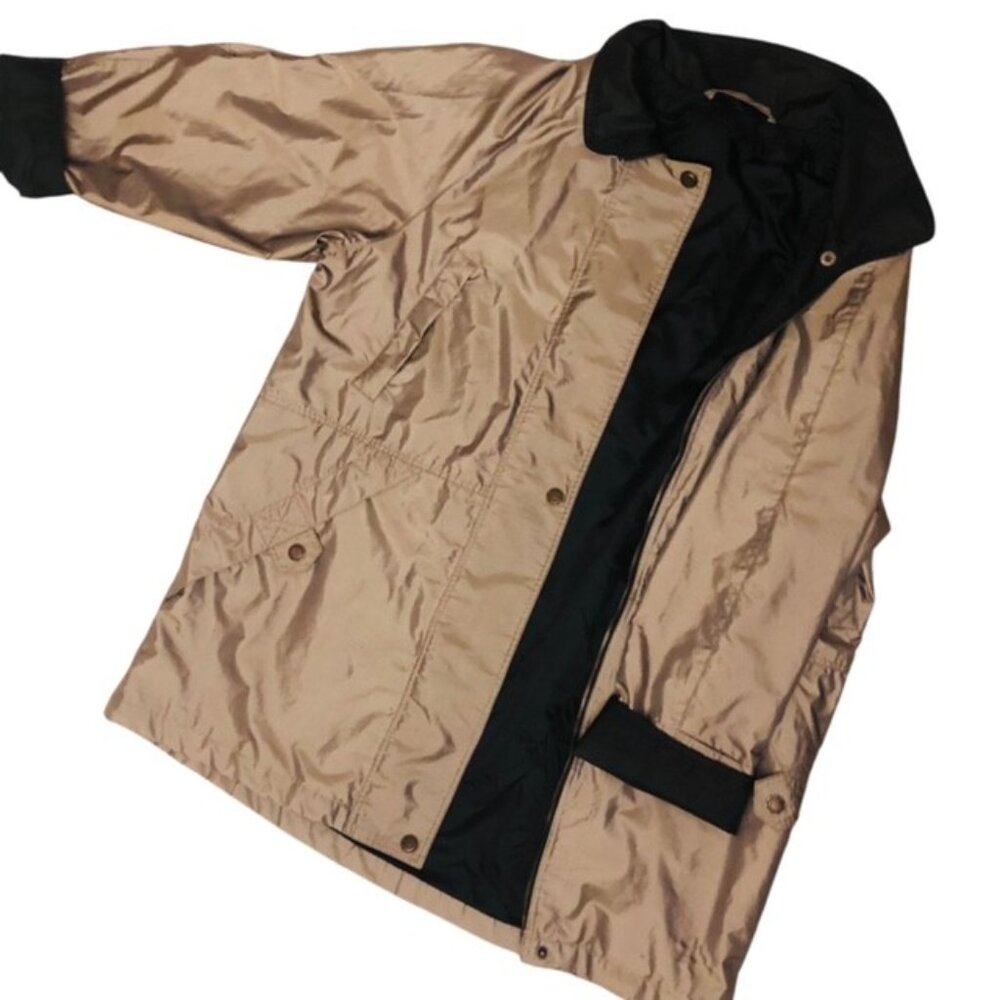 Vintage BRITISH MIST Khaki Trench Coat Zipper Snap Closure Size L - Picture 5 of 6
